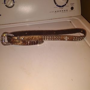 Woman's Rhinestone Western‎ Leather Belt 36/30